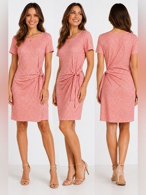 J. McLaughlin Pink/Orange Scrunch Tie Dress Size M